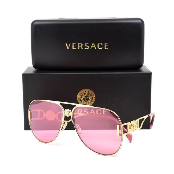 VERSACE VE2255 1002A4 GOLD PINK AUTHENTIC SUNGLASSES - Picture 3 of 13